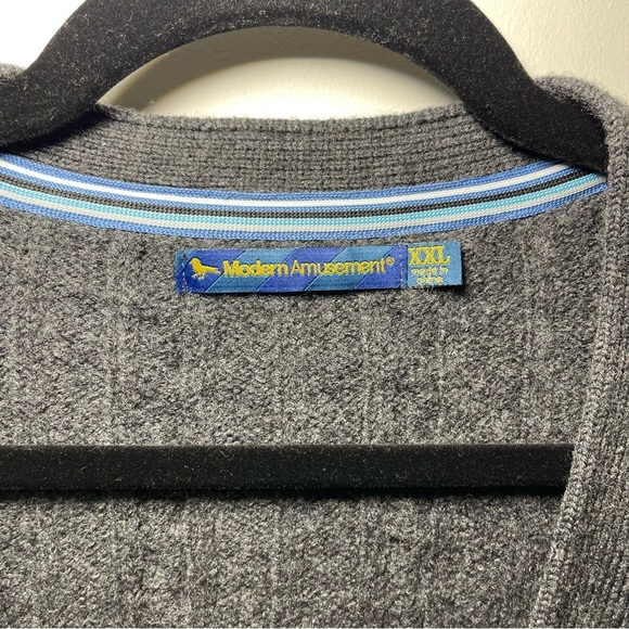 Modern Amusement Men Grey button down 100% merino wool vintage vest in size XXL - Picture 4 of 8